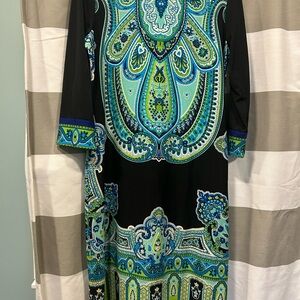 Chic Black and Blue Paisley Dress